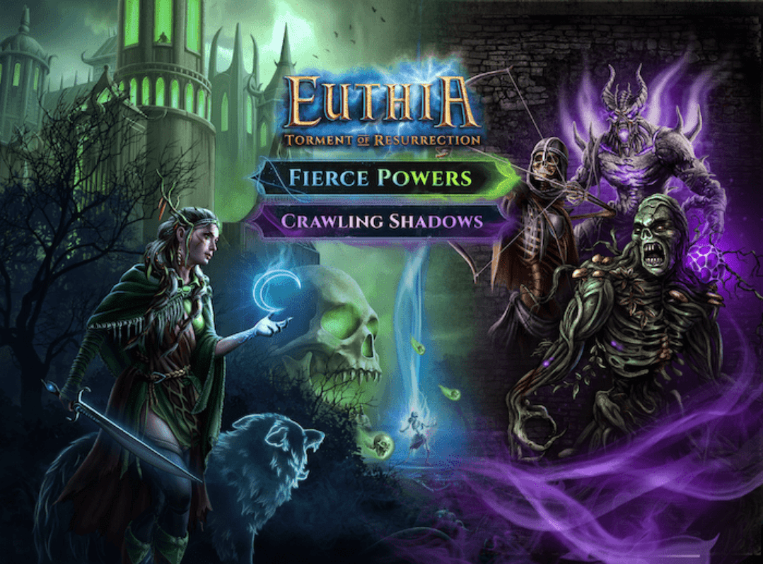 Euthia: توسعة القوى الشرسة والظلال الزاحفة بالإضافة إلى التوسعة الفاخرة ومجموعة Necromancer Hero Kit (الطلب المسبق الخاص لـ Kickstarter) توسيع لعبة Kickstarter Board Steamforged Games KS001845A